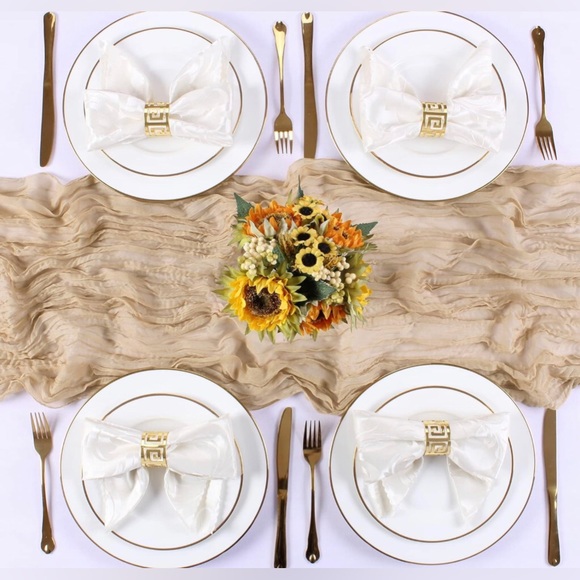 Sand Cotton Cheesecloth Table Runner 3Pcs 13ft Rustic Gauze Table Runner - Picture 4 of 6